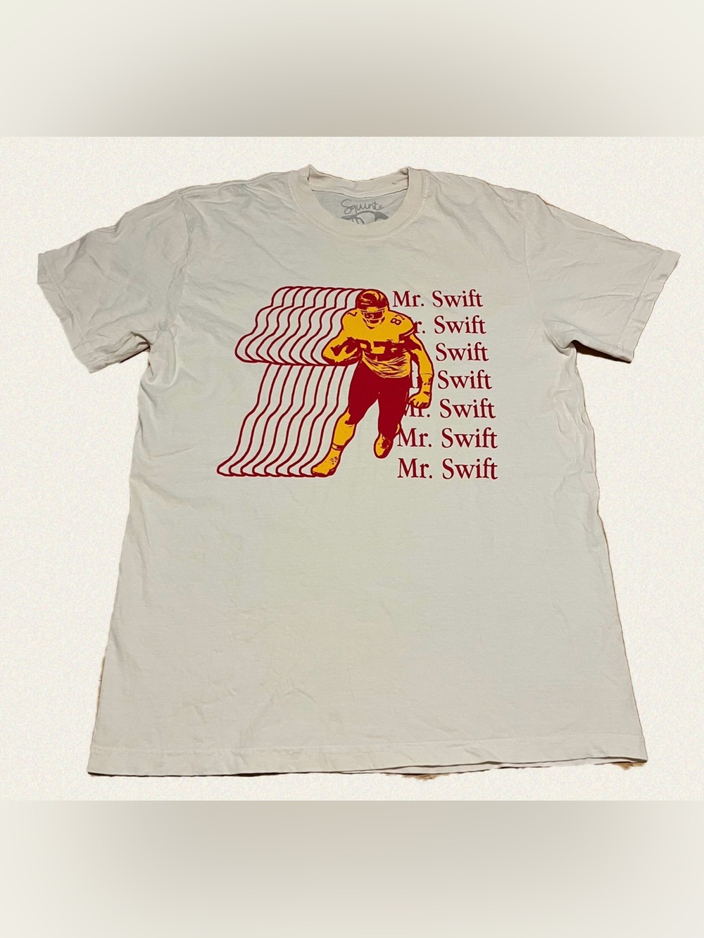 Squints Apparel Mr. Swift Travis Kelce Kansas City Chiefs Cream Graphic Tee